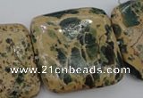 CIJ58 15.5 inches 30*30mm square impression jasper beads wholesale