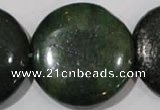 CIS18 15.5 inches 35mm flat round green iron stone beads wholesale