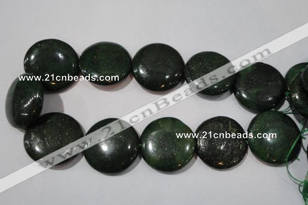 CIS18 15.5 inches 35mm flat round green iron stone beads wholesale