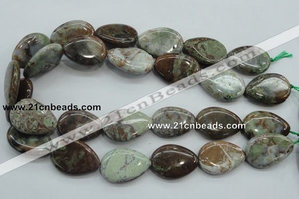 CJA05 15.5 inches 20*30mm teardrop green jasper beads wholesale