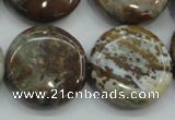 CJA07 15.5 inches 25mm coin green jasper beads wholesale