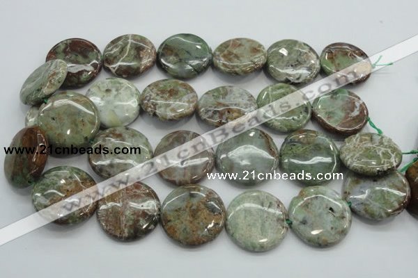 CJA08 15.5 inches 30mm coin green jasper beads wholesale