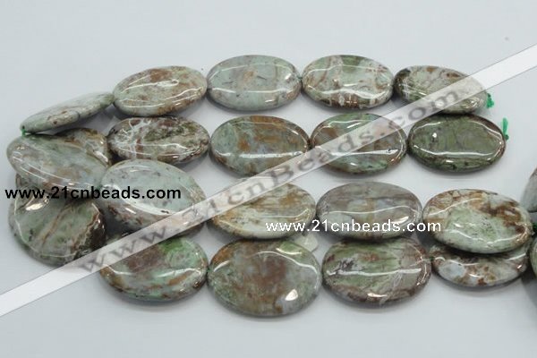 CJA09 15.5 inches 30*40mm oval green jasper beads wholesale