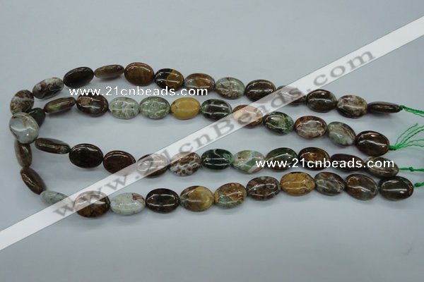 CJA18 15.5 inches 12*16mm oval green jasper beads wholesale