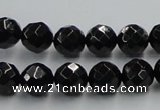 CJB07 16 inches 10mm faceted round natural jet gemstone beads wholesale