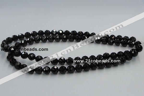 CJB07 16 inches 10mm faceted round natural jet gemstone beads wholesale