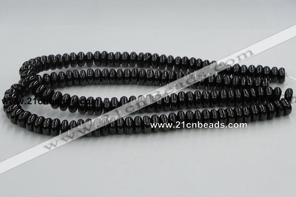 CJB11 16 inches 6*12mm rondelle natural jet gemstone beads wholesale