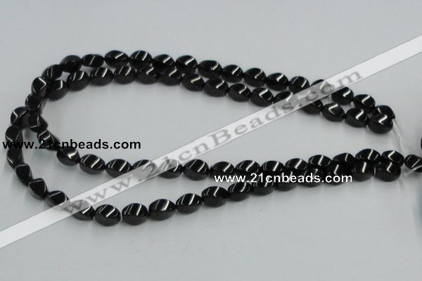CJB15 16 inches 8*12mm twisted rice natural jet gemstone beads wholesale