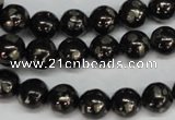 CJB152 15.5 inches 10mm round natural jet & pyrite gemstone beads