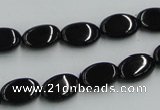 CJB16 16 inches 8*12mm oval natural jet gemstone beads wholesale