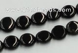 CJB20 16 inches 10mm flat round natural jet gemstone beads wholesale