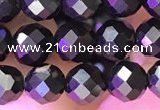 CJB200 15.5 inches 5mm faceted round jet beads wholesale