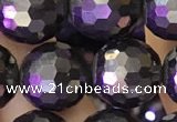 CJB203 15.5 inches 10mm faceted round jet beads wholesale