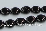 CJB21 16 inches 12mm flat round natural jet gemstone beads wholesale