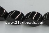 CJB36 16 inches 12*18mm twisted rice natural jet gemstone beads