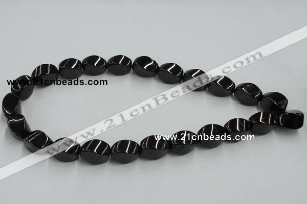 CJB36 16 inches 12*18mm twisted rice natural jet gemstone beads