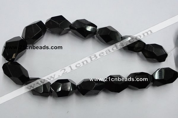 CJB41 16 inches 18*28mm faceted nugget natural jet gemstone beads