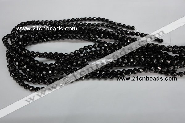 CJB45 15.5 inches 6mm faceted round natural jet gemstone beads