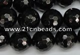 CJB47 15.5 inches 16mm faceted round natural jet gemstone beads