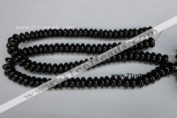 CJB49 15.5 inches 7*14mm rondelle natural jet gemstone beads