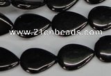 CJB69 15.5 inches 13*18mm flat teardrop natural jet gemstone beads