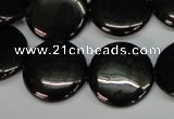 CJB78 15.5 inches 20mm flat round natural jet gemstone beads