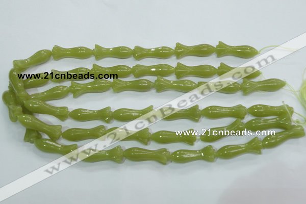 CKA109 15.5 inches 12*30mm flower Korean jade gemstone beads