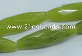 CKA111 15.5 inches 11*40mm faceted rice Korean jade gemstone beads