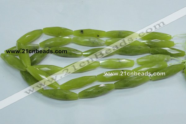 CKA111 15.5 inches 11*40mm faceted rice Korean jade gemstone beads