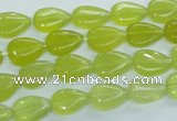 CKA112 15.5 inches 8*12mm flat teardrop Korean jade gemstone beads