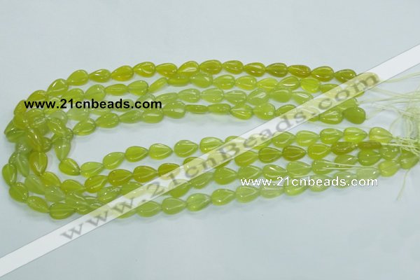 CKA112 15.5 inches 8*12mm flat teardrop Korean jade gemstone beads