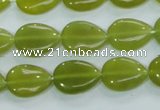 CKA113 15.5 inches 12*16mm flat teardrop Korean jade gemstone beads