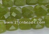 CKA116 15.5 inches 14*14mm faceted square Korean jade beads