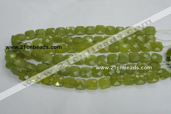 CKA116 15.5 inches 14*14mm faceted square Korean jade beads