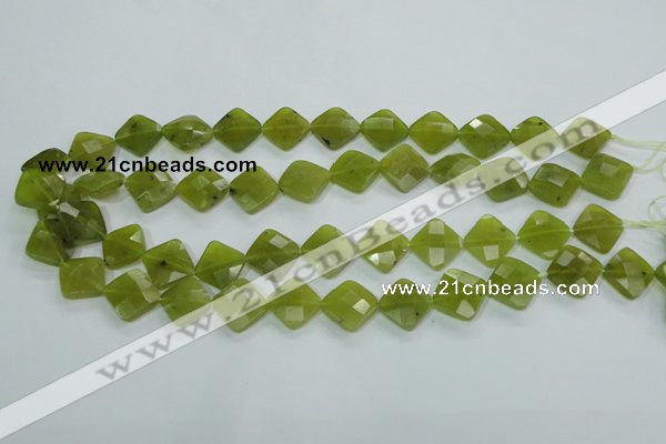 CKA117 15.5 inches 14*14mm faceted diamond Korean jade beads