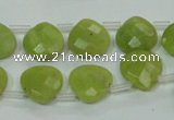 CKA119 Top-drilled 13*13mm faceted flat teardrop Korean jade beads