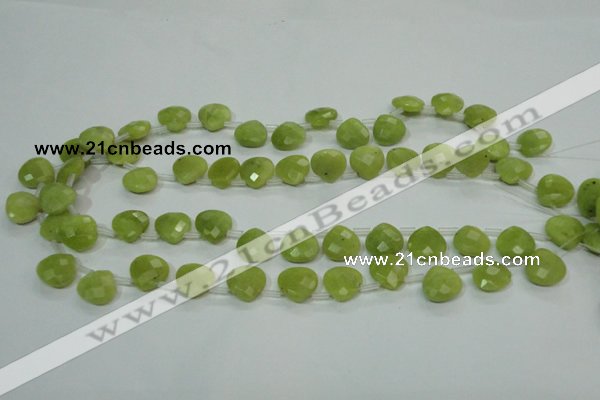 CKA119 Top-drilled 13*13mm faceted flat teardrop Korean jade beads