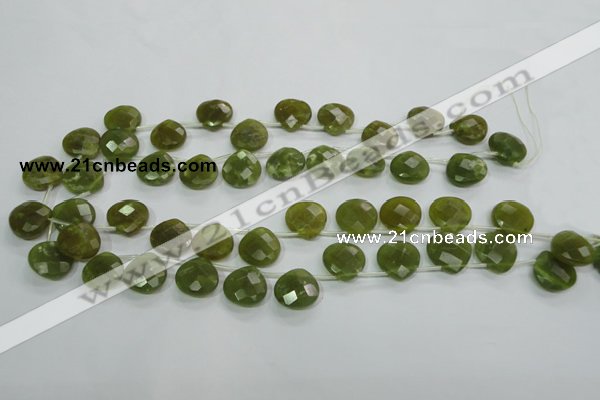 CKA120 Top-drilled 16*16mm faceted flat teardrop Korean jade beads