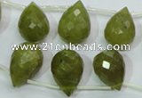 CKA121 Top-drilled 12*17mm faceted teardrop Korean jade beads