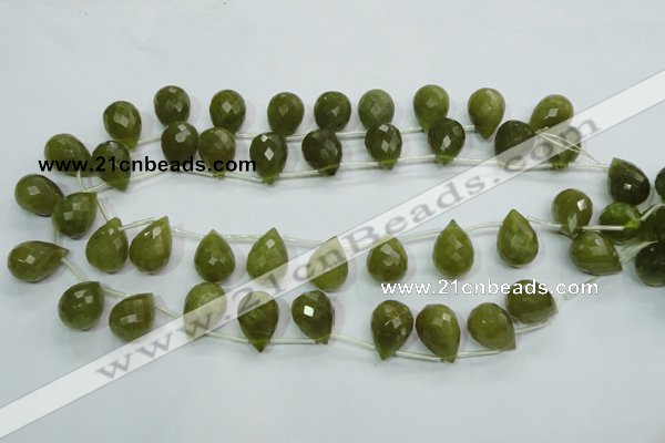 CKA121 Top-drilled 12*17mm faceted teardrop Korean jade beads