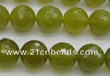 CKA220 15.5 inches 14mm faceted round Korean jade gemstone beads