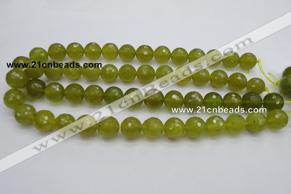 CKA220 15.5 inches 14mm faceted round Korean jade gemstone beads