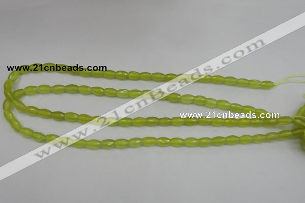 CKA225 15.5 inches 6*8mm faceted rice Korean jade gemstone beads