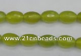 CKA226 15.5 inches 8*12mm faceted rice Korean jade gemstone beads