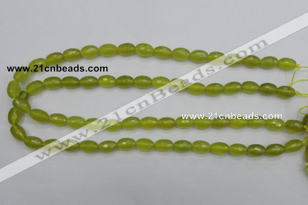 CKA226 15.5 inches 8*12mm faceted rice Korean jade gemstone beads