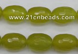 CKA227 15.5 inches 12*16mm faceted rice Korean jade gemstone beads