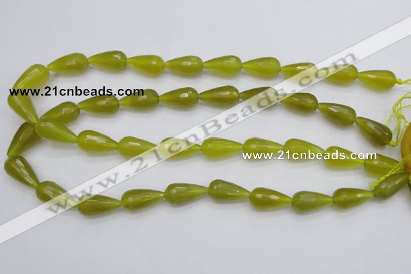 CKA229 15.5 inches 10*20mm faceted teardrop Korean jade gemstone beads