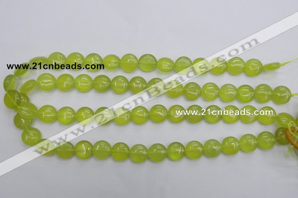 CKA236 15.5 inches 12mm flat round Korean jade gemstone beads