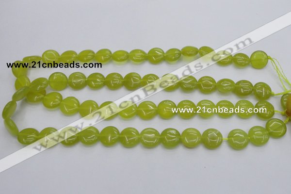 CKA237 15.5 inches 14mm flat round Korean jade gemstone beads