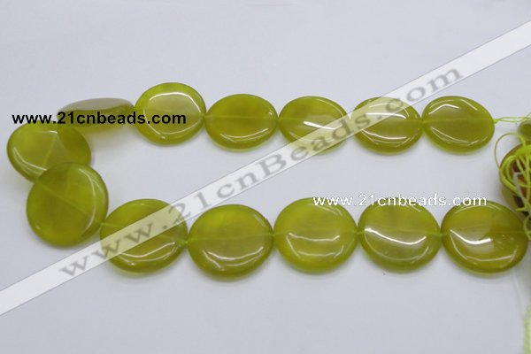 CKA240 15.5 inches 30mm flat round Korean jade gemstone beads